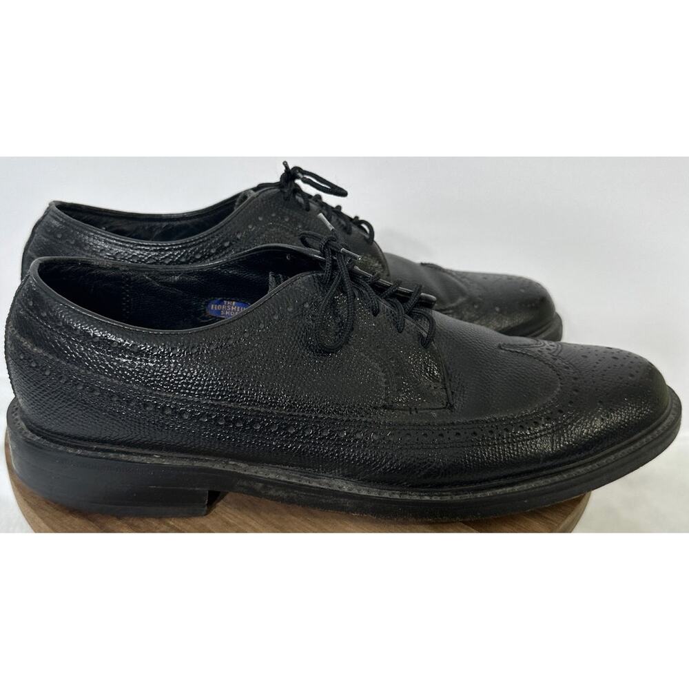 FLORSHEIM Black Leather Wingtip Oxford Shoe Sz 9 D - Picture 4 of 8